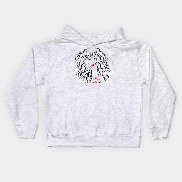 I love my curls - Curly girl Kids Hoodie by SaraFuentesArt